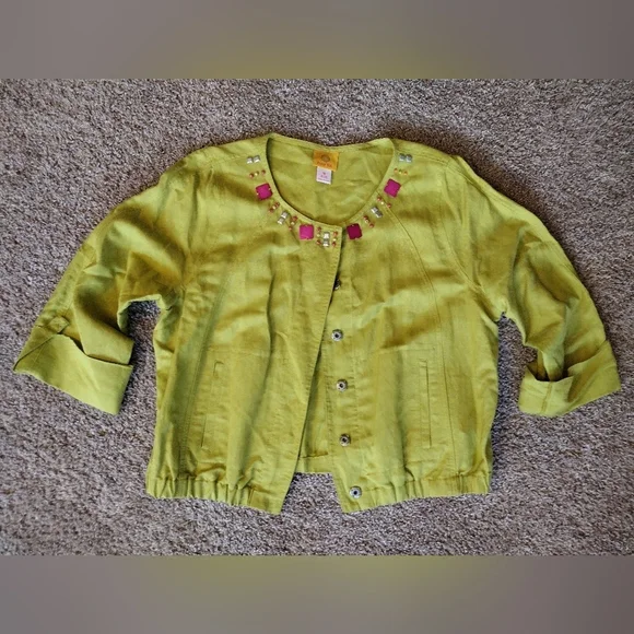 Ruby Rd. Lime Green Jacket Blazer - Picture 1 of 14